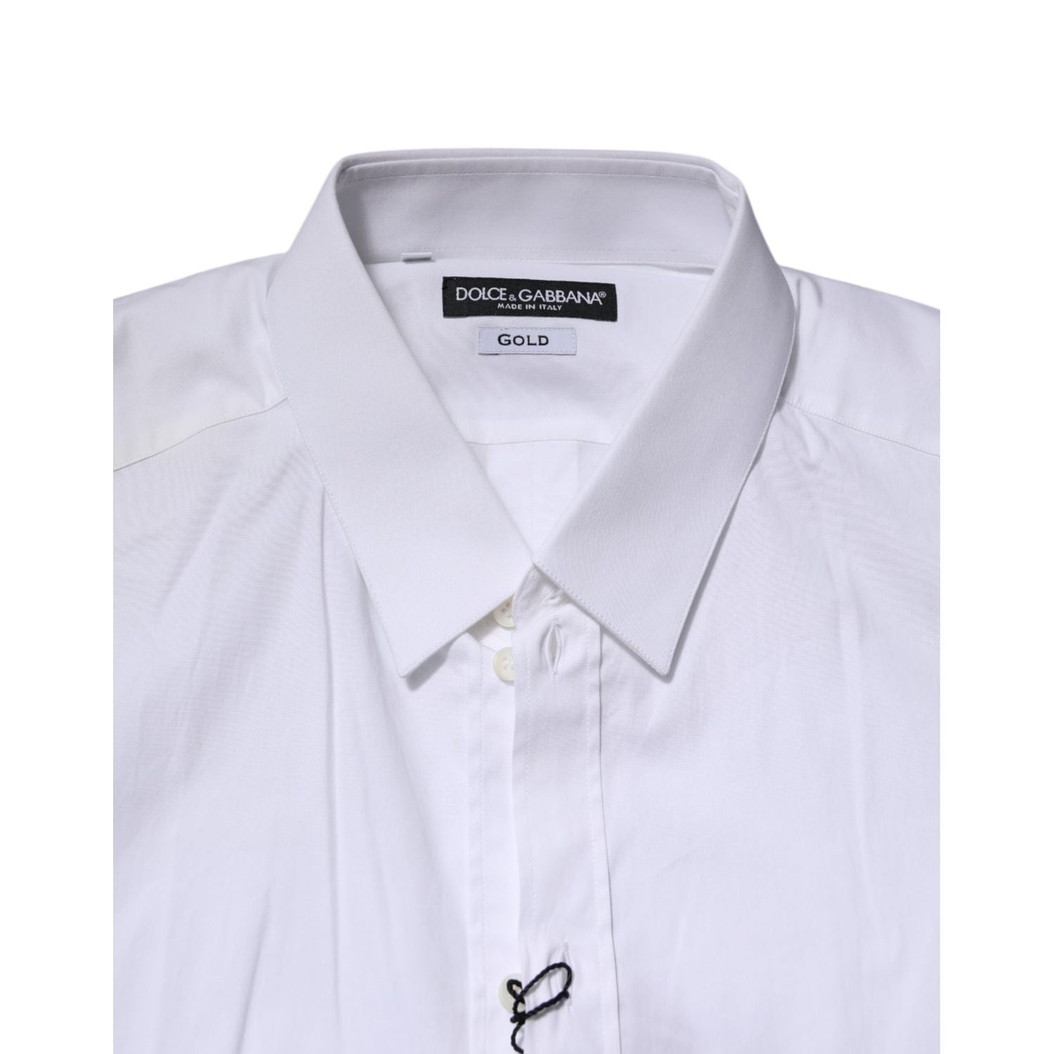 Dolce & Gabbana White Cotton GOLD Long Sleeves Dress Shirt