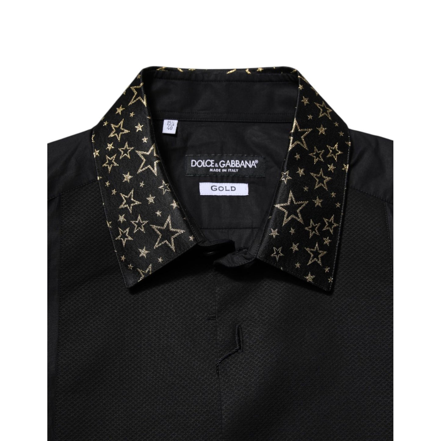Dolce & Gabbana Black Cotton GOLD Long Sleeves Dress Shirt