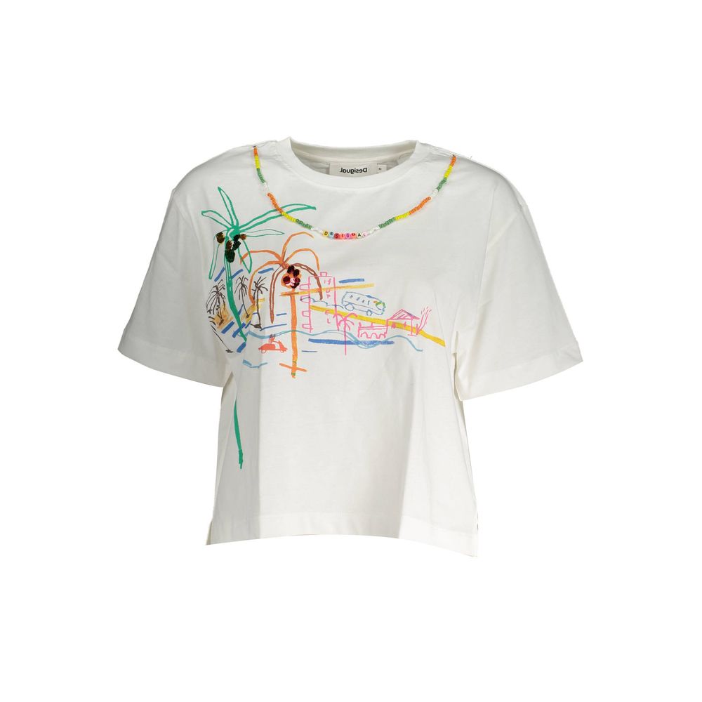 Desigual White Cotton T-Shirt