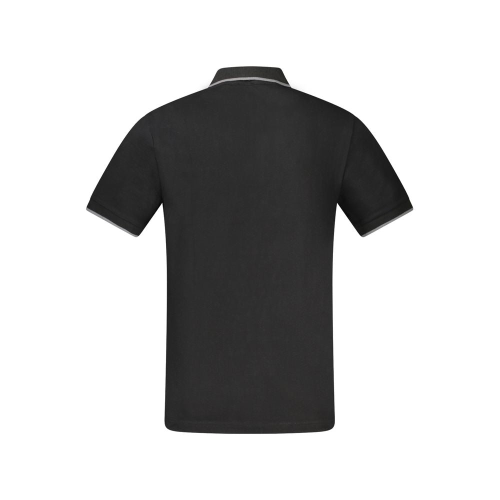 Back view of Hugo Boss Black Cotton Polo Shirt, slim fit with contrasting details and embroidered logo.