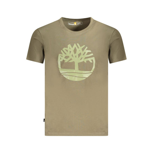 Timberland Green Cotton T-Shirt - Short sleeve, regular fit, crew neck with logo print on front.