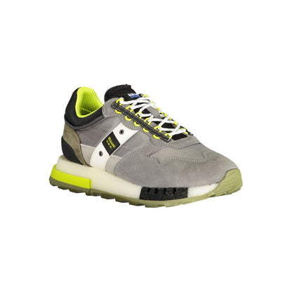 Blauer Gray Polyethylene Men Sneaker with contrasting design and luxury logo, featuring a removable footbed for comfort and chic style.
