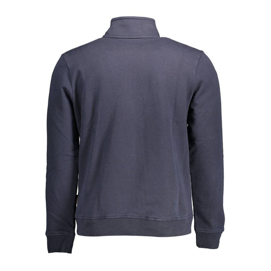 Back view of Napapijri Blue Cotton Men Sweater with long sleeves and premium quality fabric in elegant blue color.