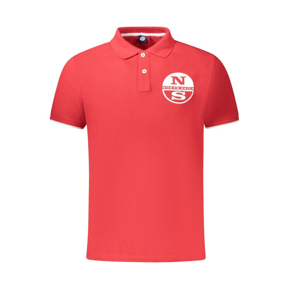 North Sails Red Cotton Men Polo Shirt with logo and contrasting details on a plain background.