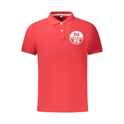 North Sails Red Cotton Men Polo Shirt with logo and contrasting details on a plain background.