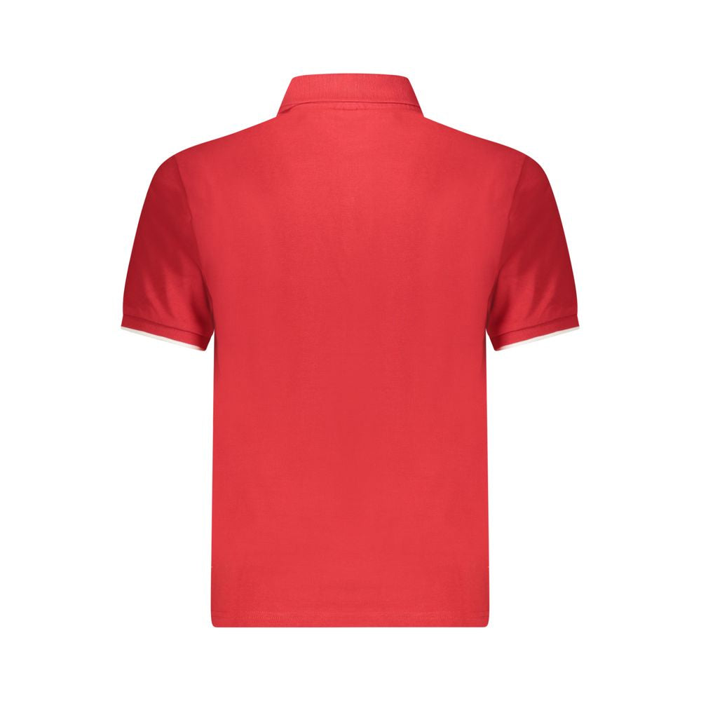 Back view of North Sails Red Cotton Men Polo Shirt showcasing vibrant color and classic design for stylish comfort.