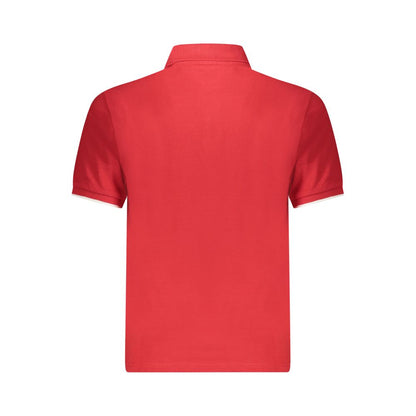 Back view of North Sails Red Cotton Men Polo Shirt showcasing vibrant color and classic design for stylish comfort.