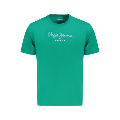 Pepe Jeans Green Cotton T-Shirt, short sleeve, regular fit, crew neck with logo print, 100% sustainable cotton