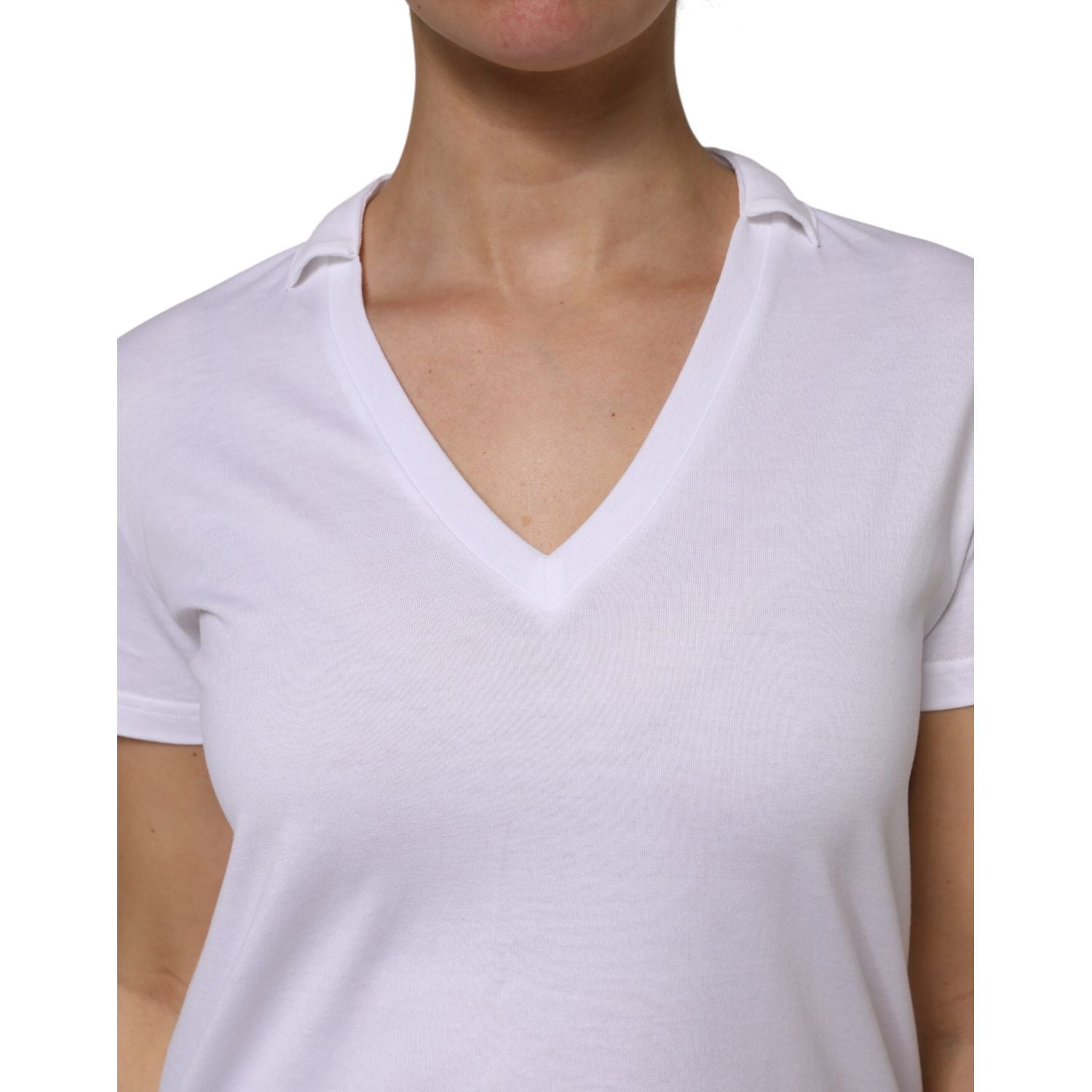 Dolce & Gabbana White Cotton Short Sleeve V-Neck Top T-shirt