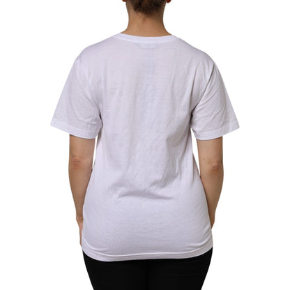 Dolce & Gabbana White Cotton Short Sleeve V-Neck Top T-shirt