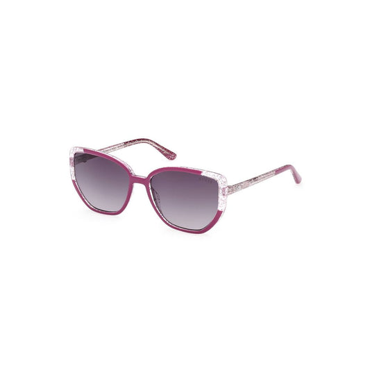 Guess Jeans Purple Injected Women Sunglass with square lenses and vibrant purple frame, perfect for fashion-forward trendsetters.