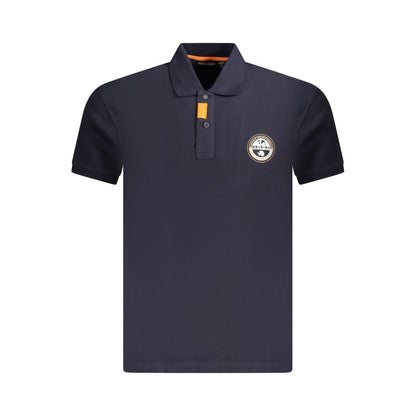 Napapijri Blue Cotton Men Polo Shirt with logo, short sleeves, and contrasting details for a blend of comfort and style.