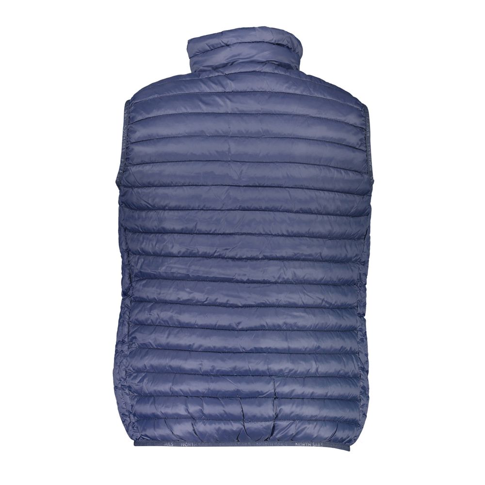 North Sails Blue Polyamide Men Jacket, sleeveless design, highlighting back view, perfect blend of style and functionality.