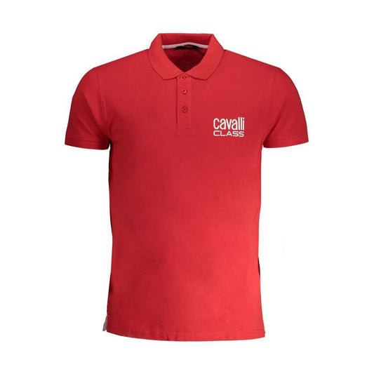 Cavalli Class Red Cotton Polo Shirt CA-30272-M