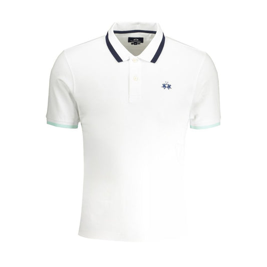 La Martina White Cotton Polo Shirt LA-30436-M