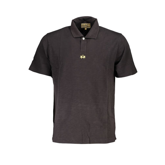 La Martina Black Cotton Polo Shirt