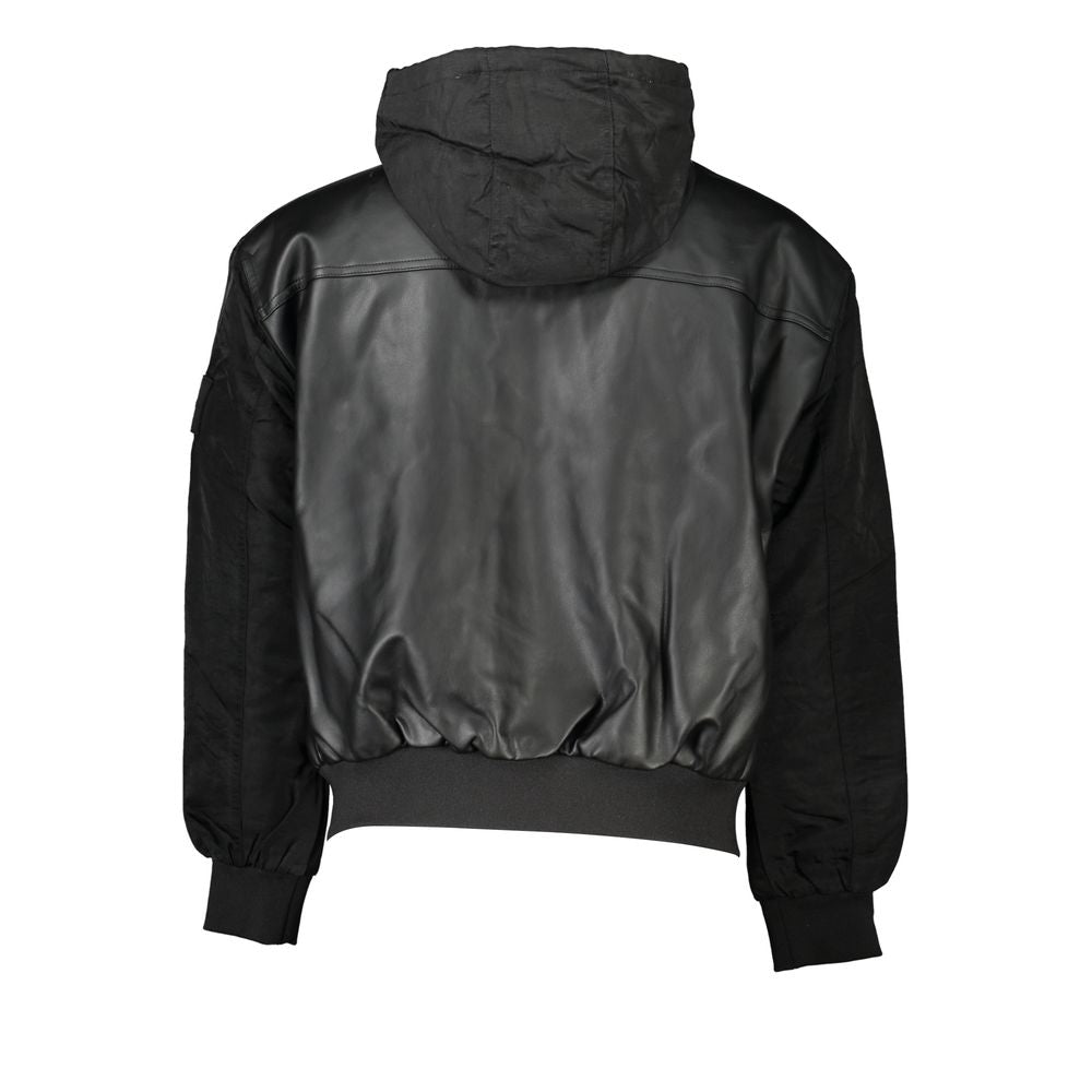 Calvin Klein Sleek Black Hooded Jacket with Contrasting Details CA-27218-XL