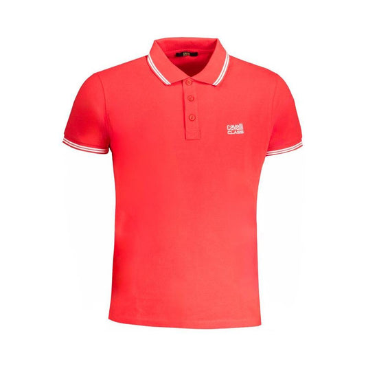 Cavalli Class Red Cotton Polo Shirt CA-31308-M