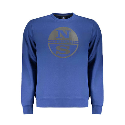 North Sails Blue Cotton Men Sweater with crew neck and branded logo.