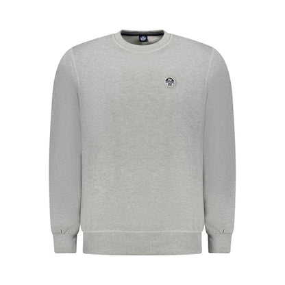 North Sails Gray Cotton Men Sweater with bold logo and brushed finish, perfect for modern trendsetters.