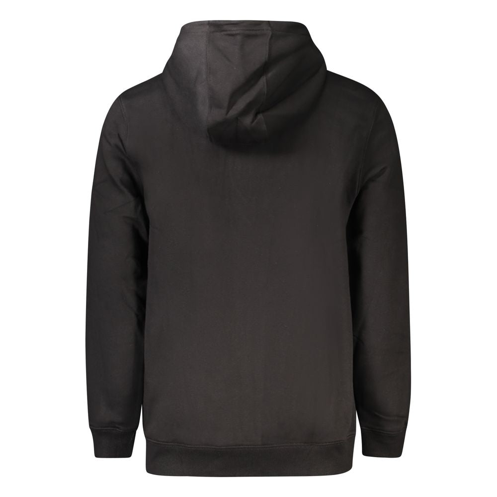 Back view of Tommy Hilfiger Black Cotton Men Sweater, showcasing hood and sleek design