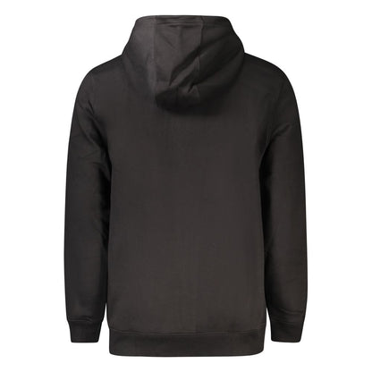 Back view of Tommy Hilfiger Black Cotton Men Sweater, showcasing hood and sleek design