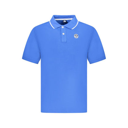 North Sails Blue Cotton Men Polo Shirt with contrasting details and logo badge.
