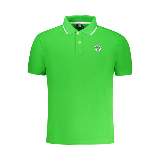 North Sails Green Cotton Men Polo Shirt with short sleeves and contrasting details