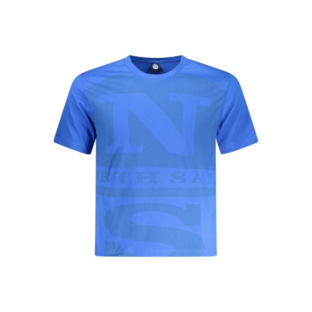 North Sails Blue Cotton Men T-Shirt with crew neck and logo