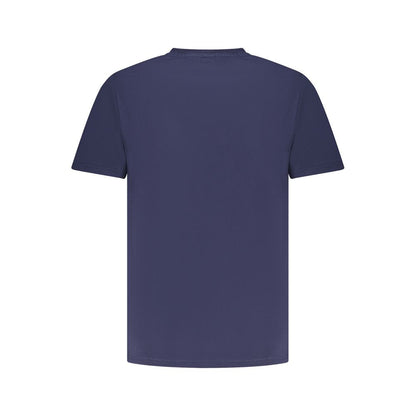 Back view of North Sails Blue Cotton Men T-Shirt, showcasing short sleeves and ocean-inspired blue color.