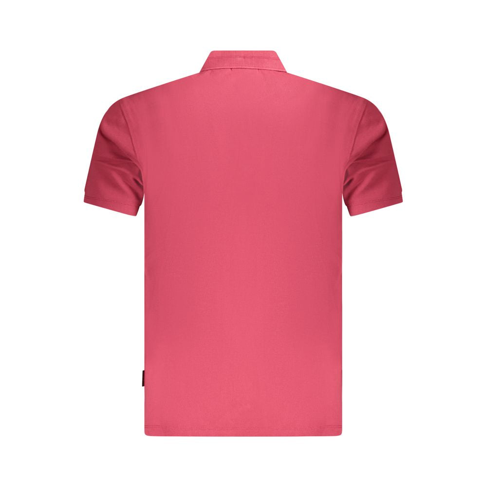 Back view of Napapijri Red Cotton Men Polo Shirt with short sleeves and regular fit
