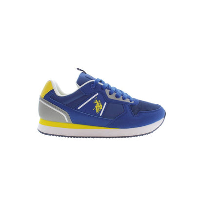 U.S. POLO ASSN. Blue Polyester Men Sneaker with yellow and gray accents