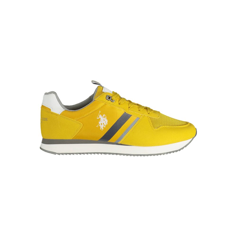 U.S. POLO ASSN. Yellow Polyester Men Sneaker with iconic logo, side view showcasing vibrant design for urban style.
