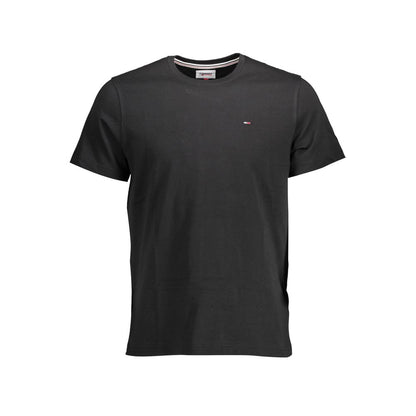 Tommy Hilfiger Black Organic Cotton Men T-Shirt with crew neck and embroidered logo
