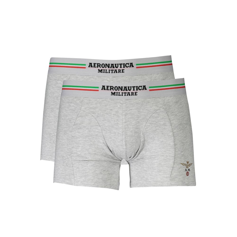 Aeronautica Militare Brown Cotton Men Boxer with elastic waistband and logo, bi-pack shown in image.