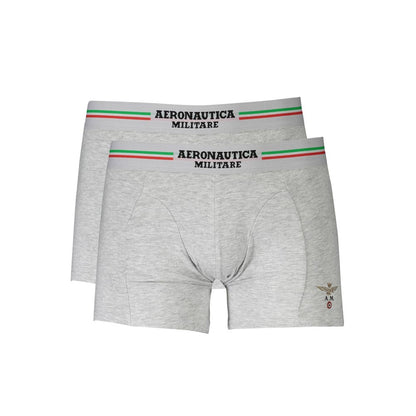 Aeronautica Militare Brown Cotton Men Boxer with elastic waistband and logo, bi-pack shown in image.
