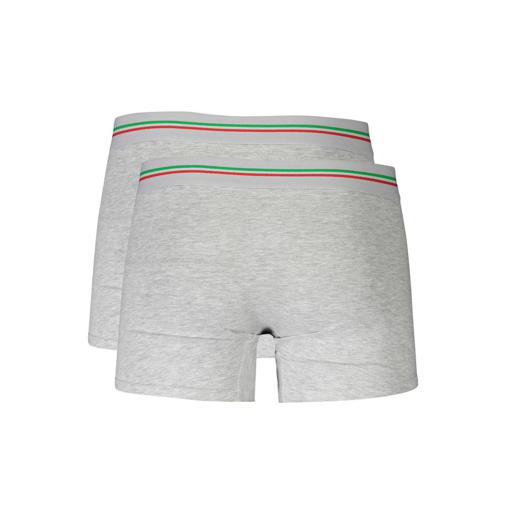 Aeronautica Militare Brown Cotton Men Boxer with elastic logo waistband, set of two grey boxer briefs for refined comfort.