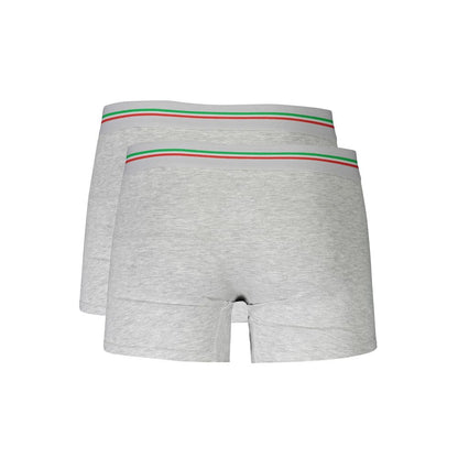 Aeronautica Militare Brown Cotton Men Boxer with elastic logo waistband, set of two grey boxer briefs for refined comfort.