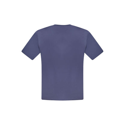 Back view of North Sails Blue Cotton Men T-Shirt with short sleeves and crew neck