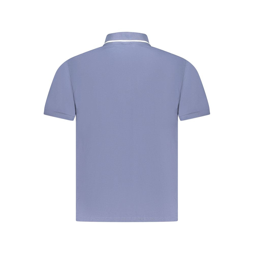 Back view of North Sails Blue Cotton Men Polo Shirt with short sleeves and contrasting details.