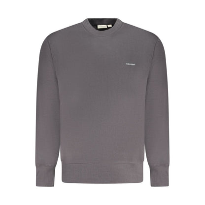 Calvin Klein Black Cotton Men Sweater with signature logo, featuring a classic crew neck design, stylish and sustainable fashion choice.