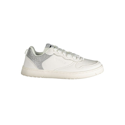 Gas White Polyester Women Sneaker with silver contrast details, featuring the iconic Gas logo, perfect for fashion-forward individuals.
