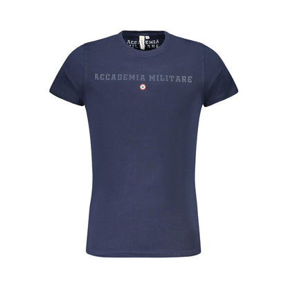 Accademia Militare Blue Cotton T-Shirt with crew neck and logo print, short sleeve design