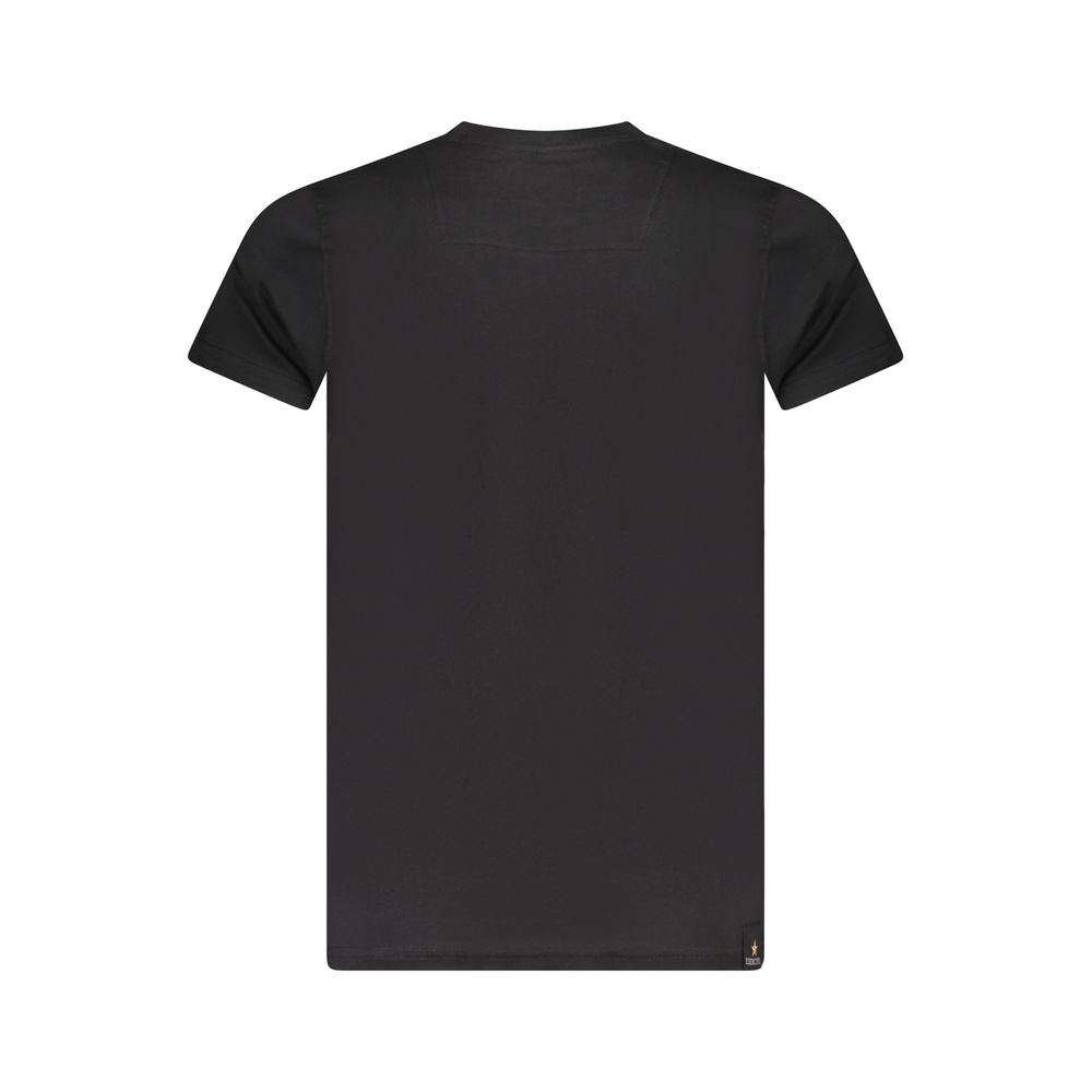Accademia Militare Black Cotton T-Shirt back view with short sleeves and crew neck