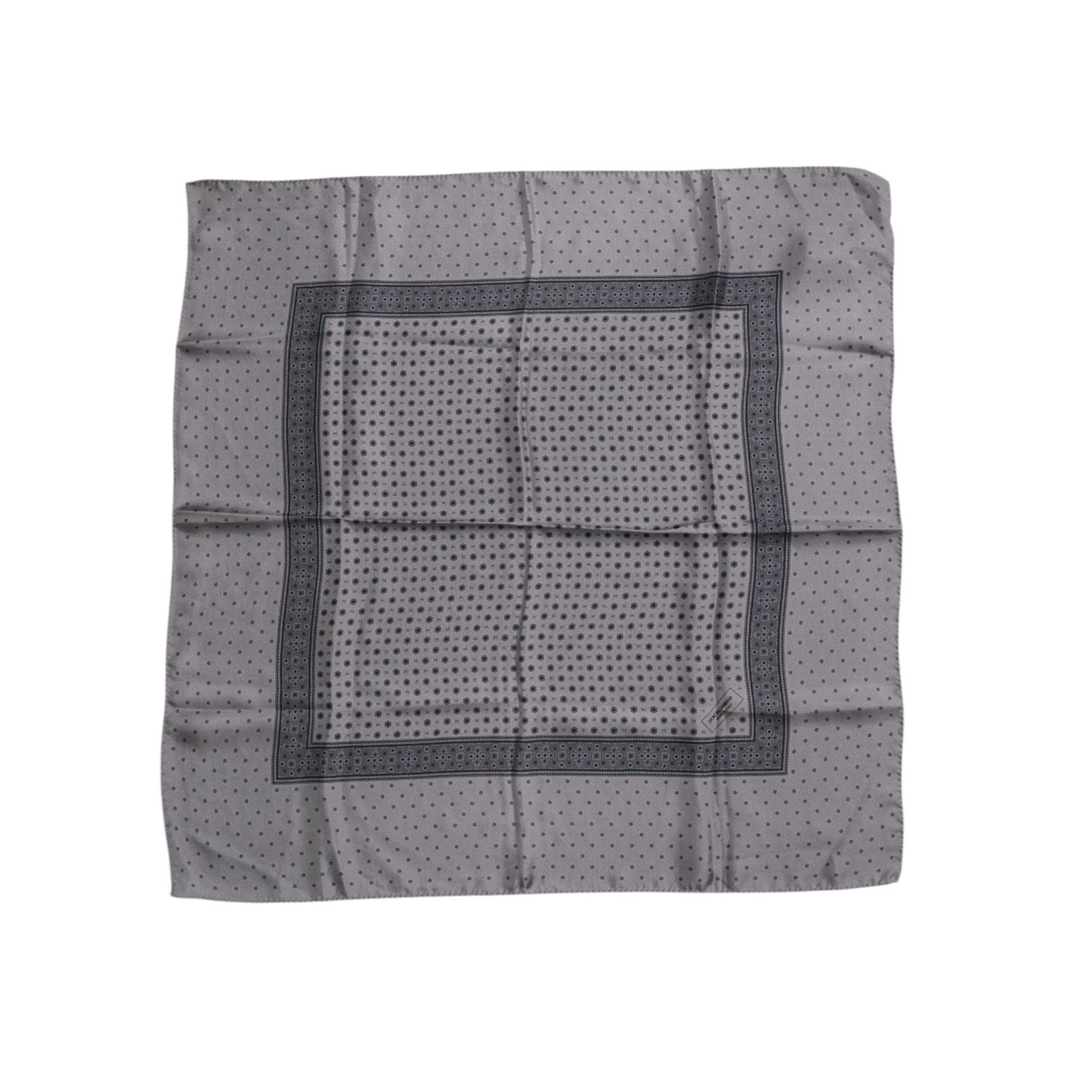 Dolce & Gabbana Gray Polka Dot Silk Square Men Foulard Scarf