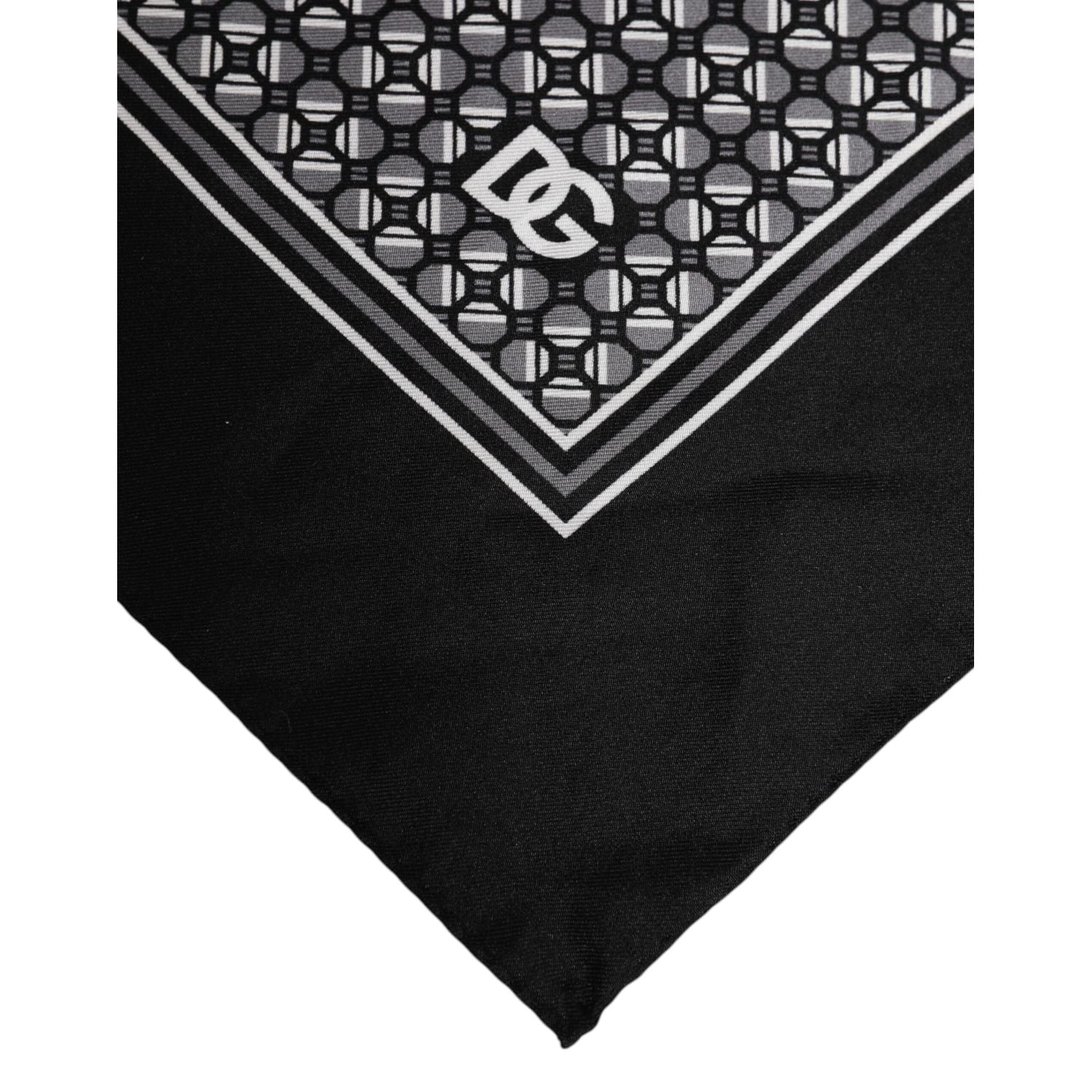 Dolce & Gabbana Black White Patterned Square Foulard Scarf
