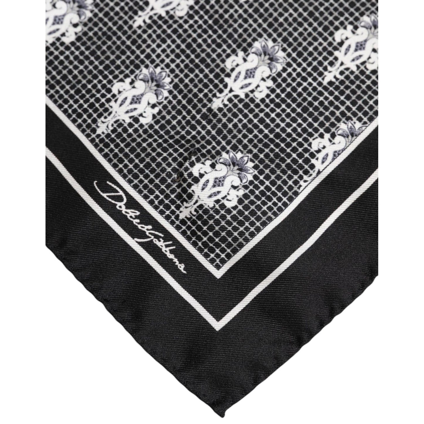 Dolce & Gabbana Black White Printed Square Foulard Scarf