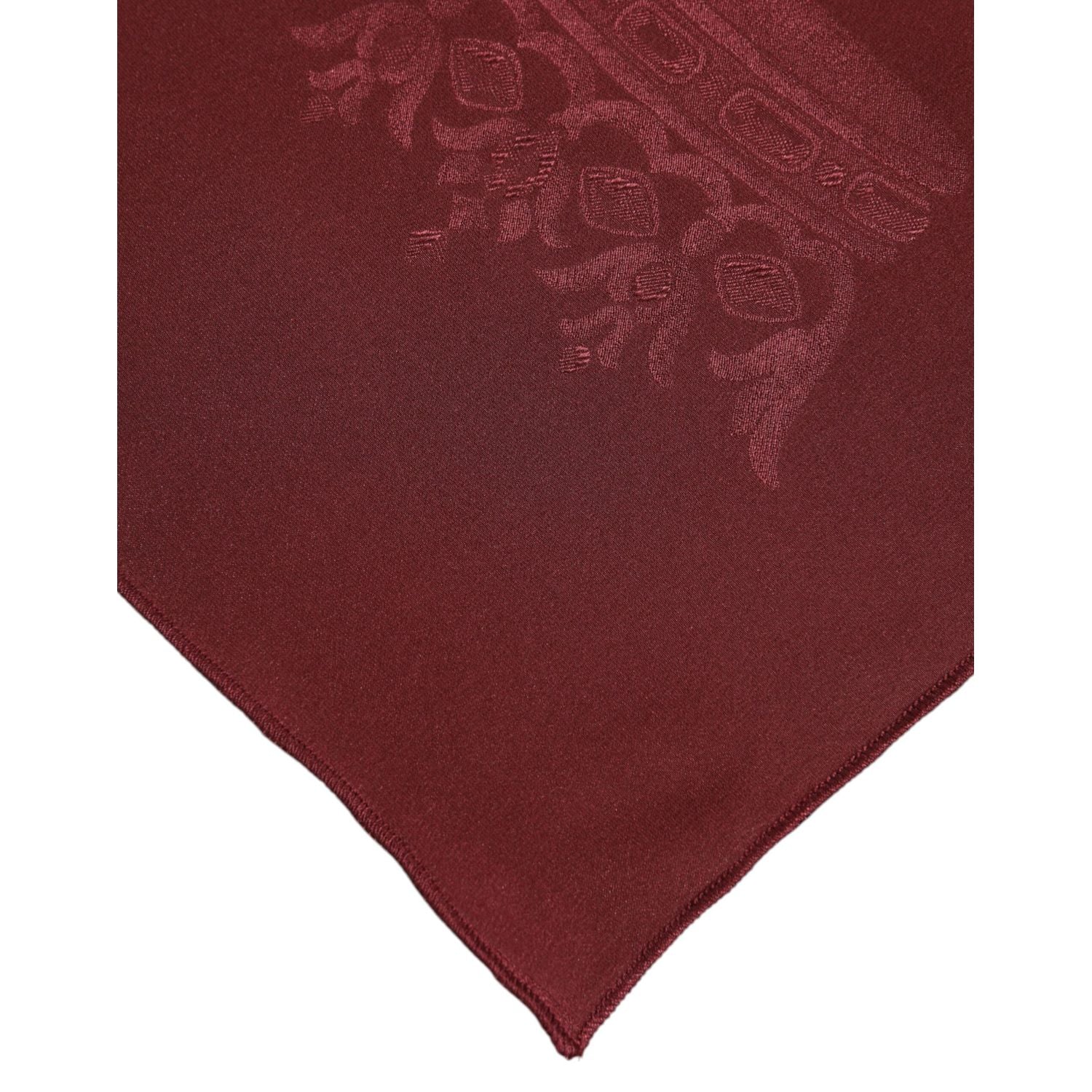 Dolce & Gabbana Maroon Silk Crown Square Men Foulard Scarf