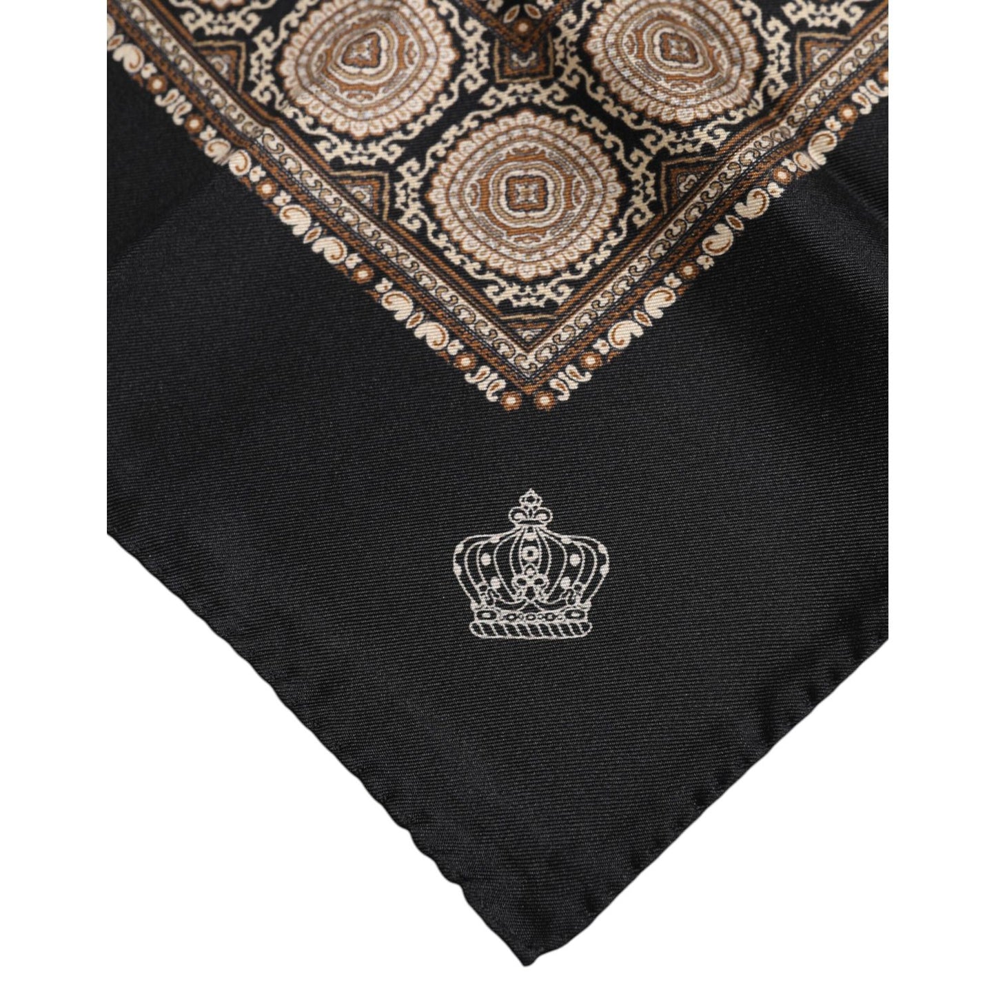 Dolce & Gabbana Black Brown Patterned Square Foulard Scarf
