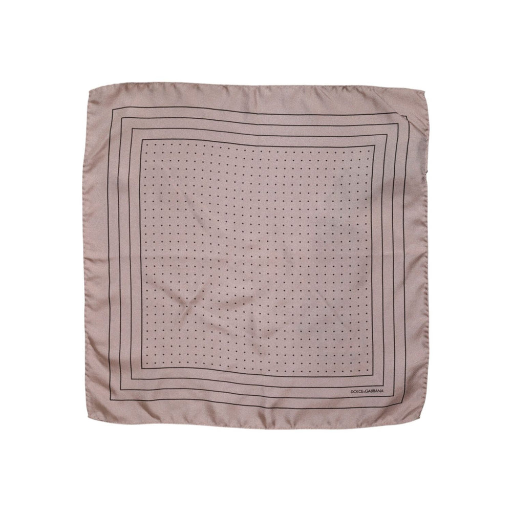 Dolce & Gabbana Beige Dotted Silk Square Men Foulard Scarf MS7324